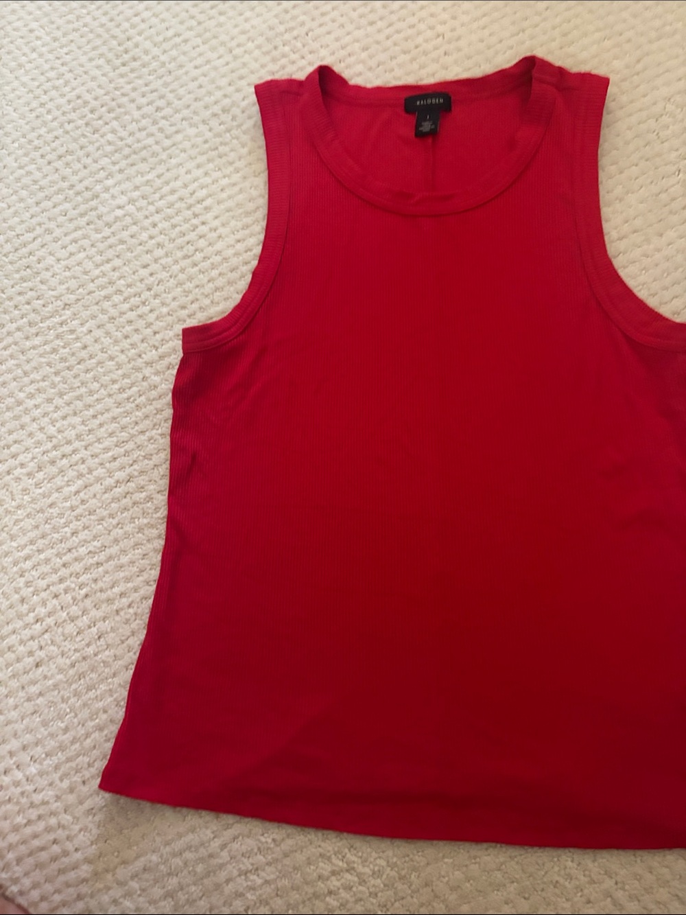 Halogen Vibrant Red Ribbed Sleeveless Tank